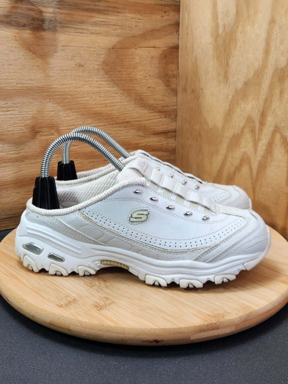 Skechers D'lite Bright Sky Womens White Mule Sneakers Size 8